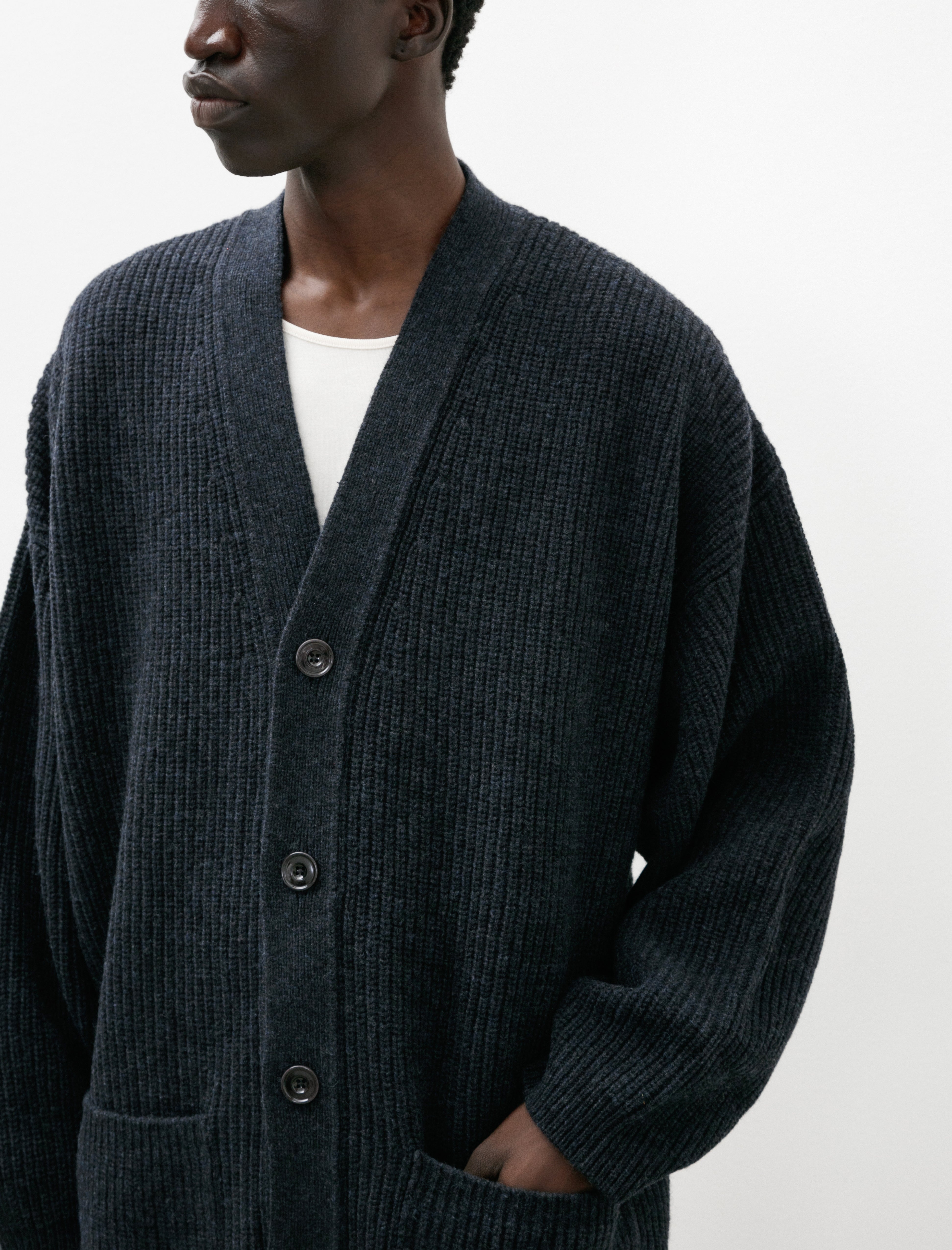 Lemaire Felted Cardi Coat Midnight Navy Melange – Neighbour