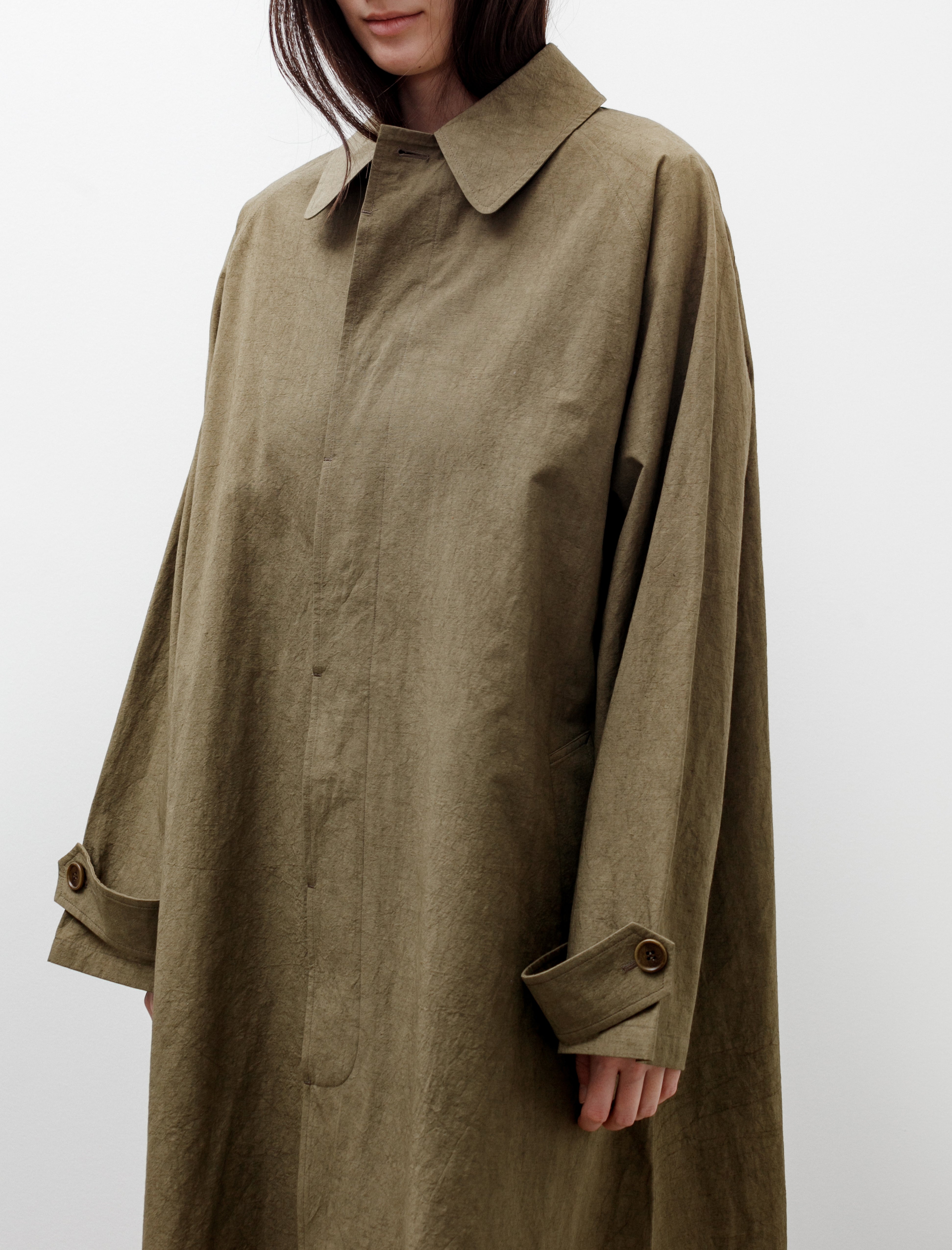 Cristaseya Oversized Trench Coat Cotton Linen Dark Olive – Neighbour