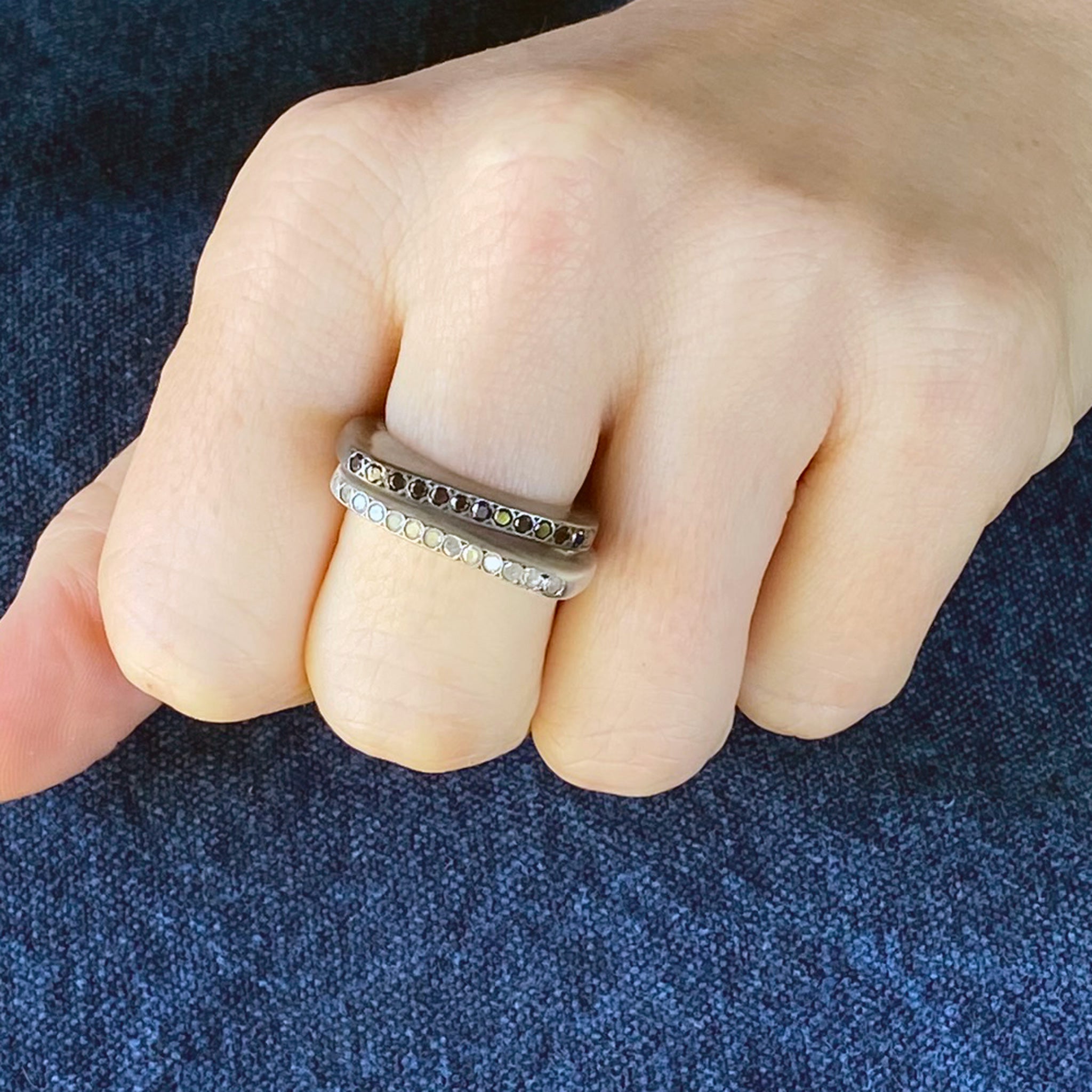 Rosa Maria Maka Sterling Silver Ring w/Icy Grey Diamonds – A Mano