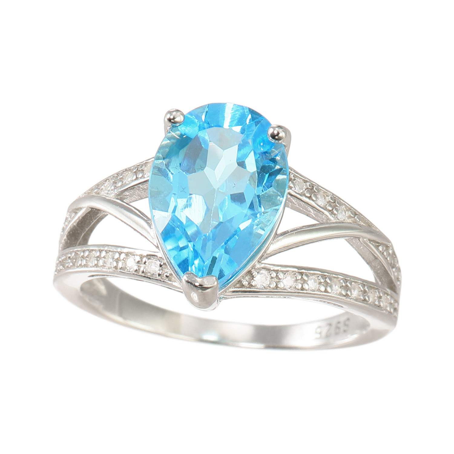 イーシア シルバー ブルートパーズ＆ ホワイトトパーズ ペアシェイプ