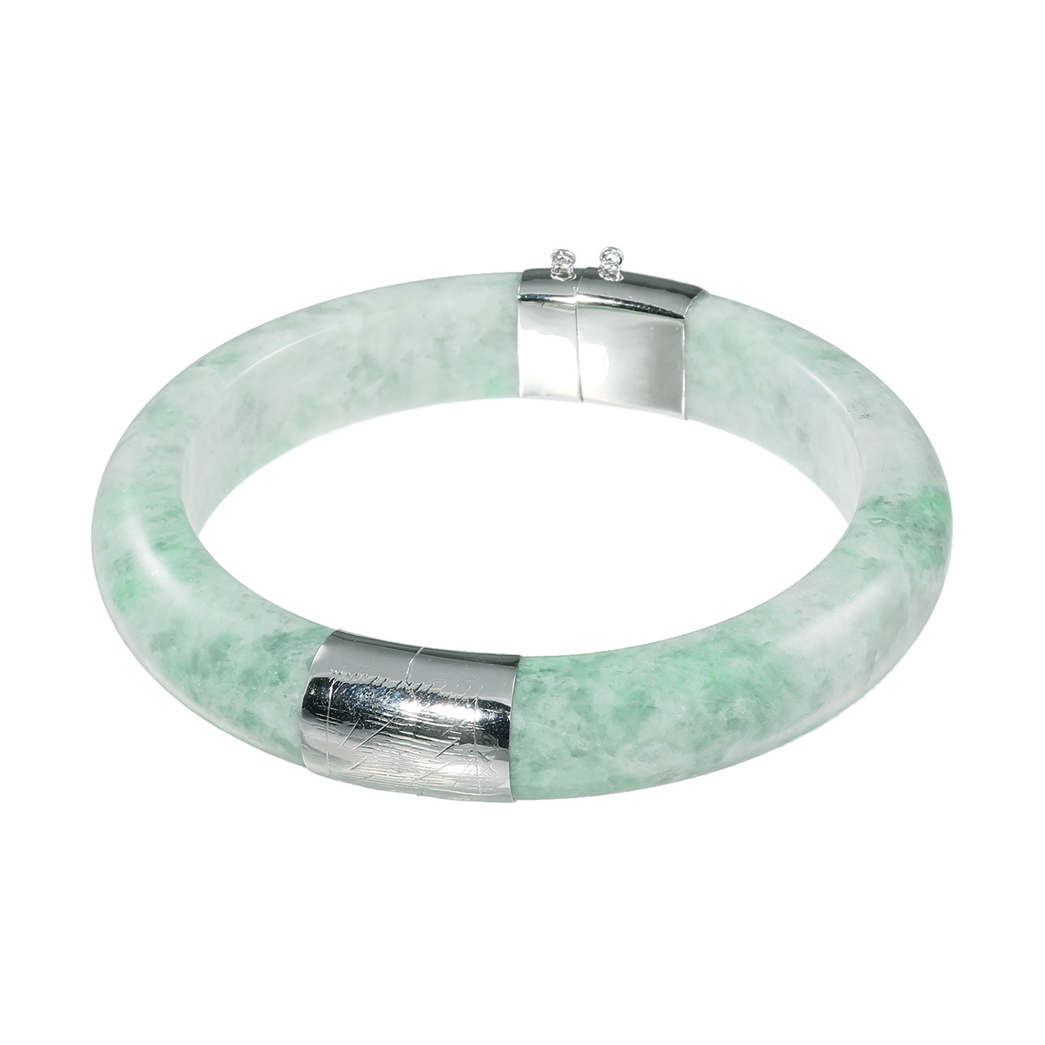 マスターストーン シルバー 無着色本翡翠 開閉式バングル- ショップ