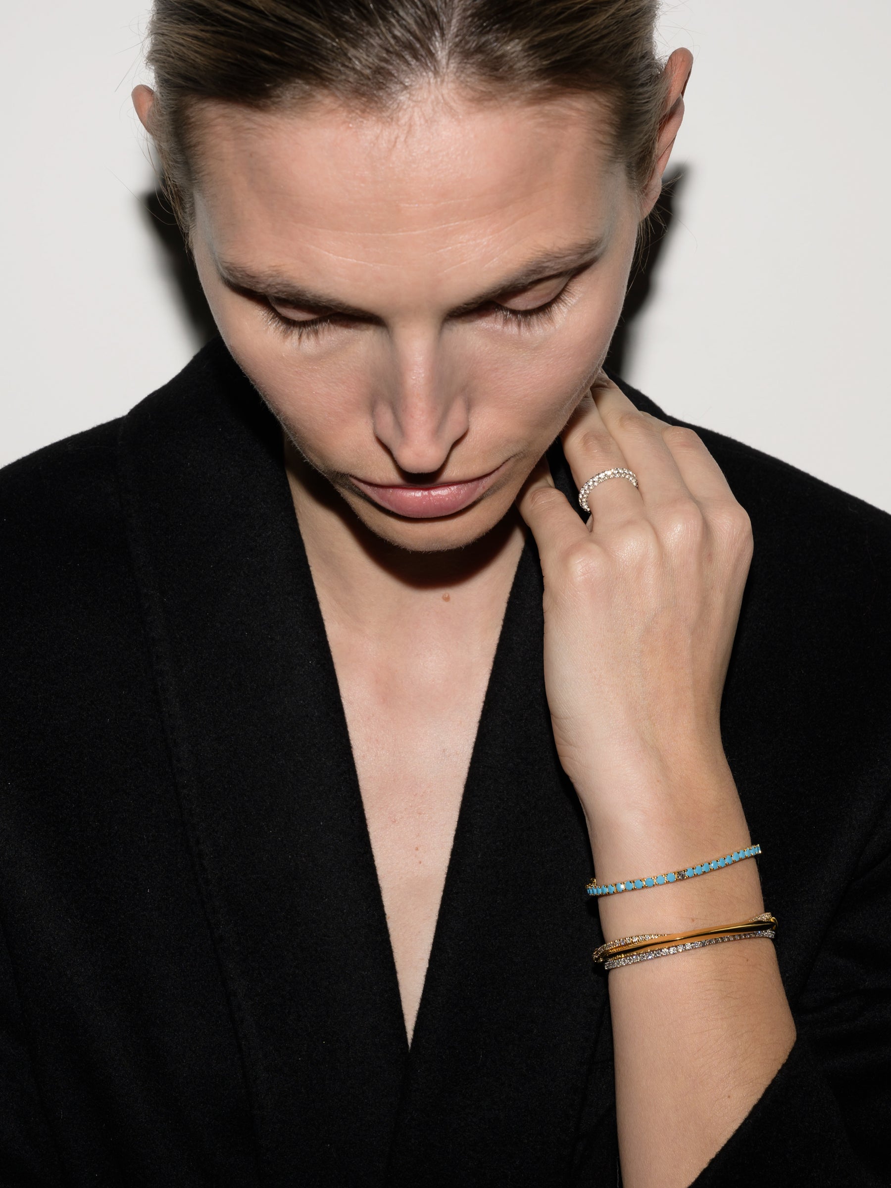 KATE RIVIÈRE BRACELET IN 3MM NANO TURQUOISE AND LAB DIAMOND, 18K