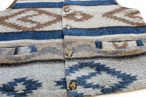 イタリア製 JEANSERIA DEL CORSO ネイティブ柄 ウール ラグベスト L
