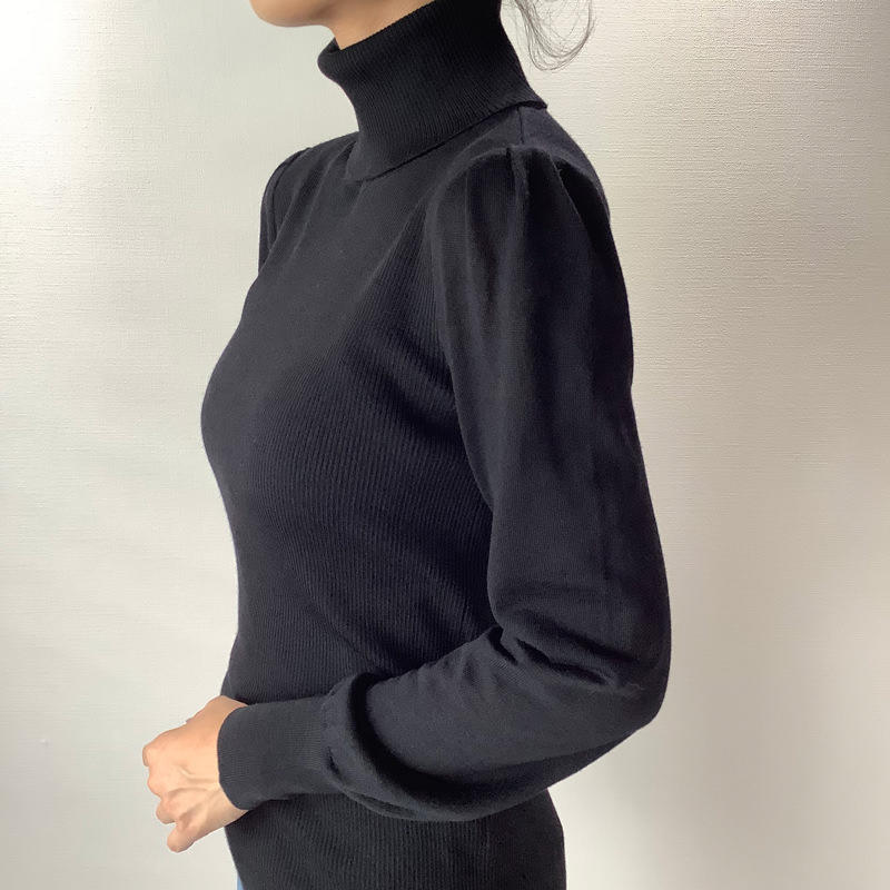 リブタートルニット ブラック | SINME