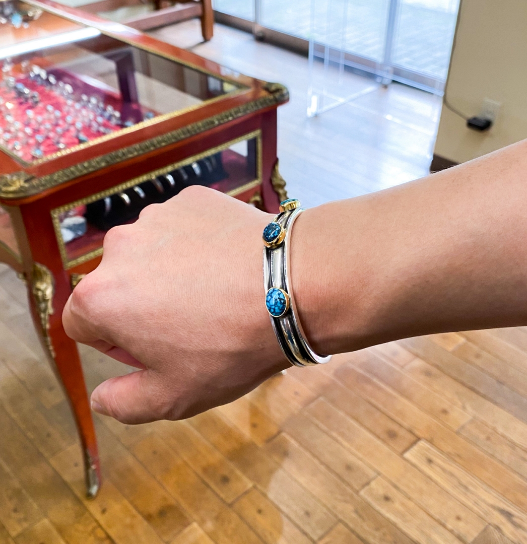 カスタムオーダー品 3大ターコイズ バングル | ターコイズ・メンズ