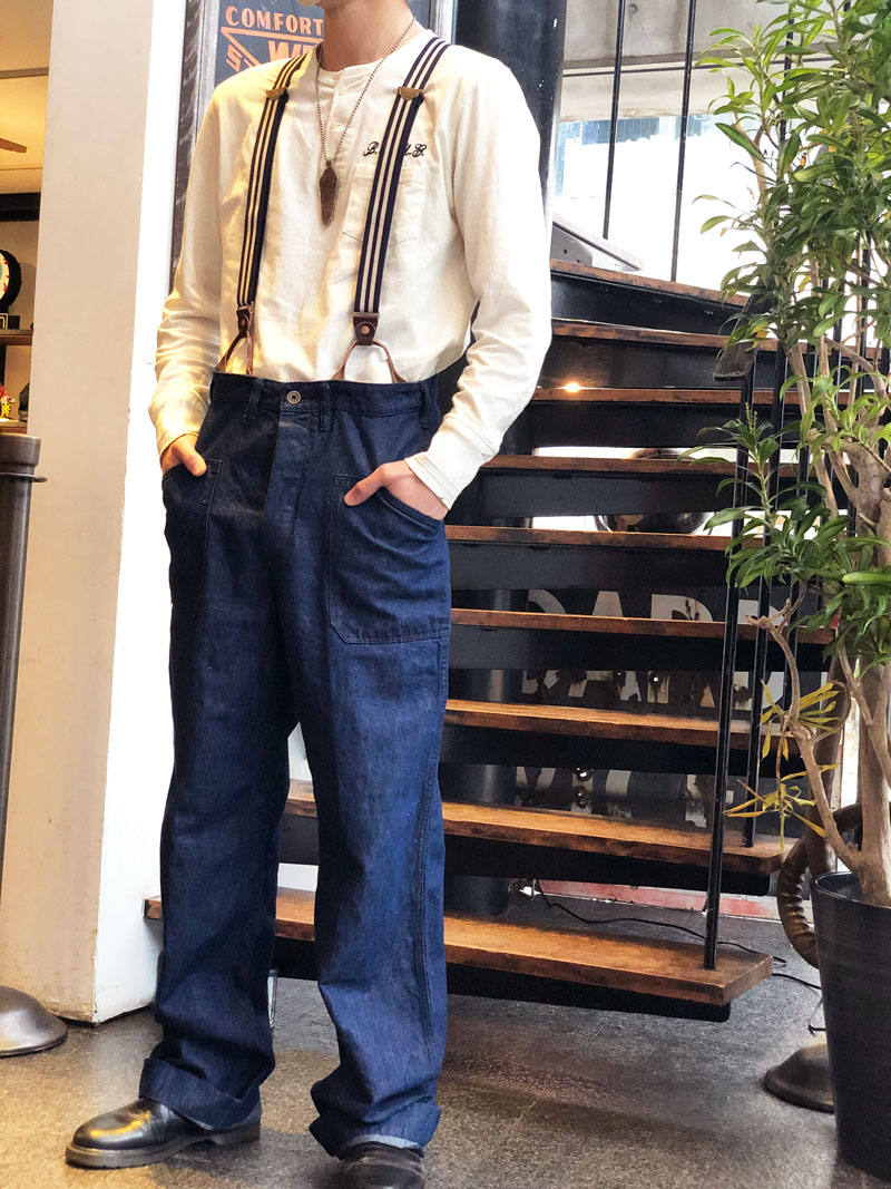 GLAD HAND & CO.ジャガードサスペンダーネイビー