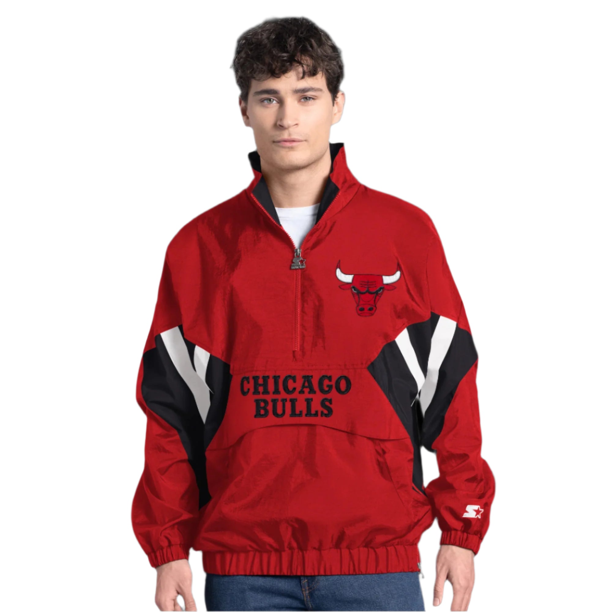 Chicago Bulls Retro Starter Windbreaker 1/2 Zip Varsity