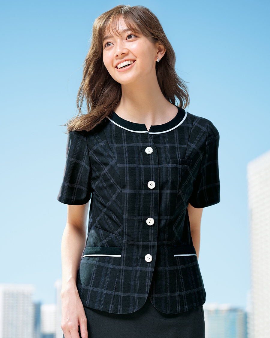 エコチェック・ニット】オーバーブラウス | ユニフォーム総合メーカー