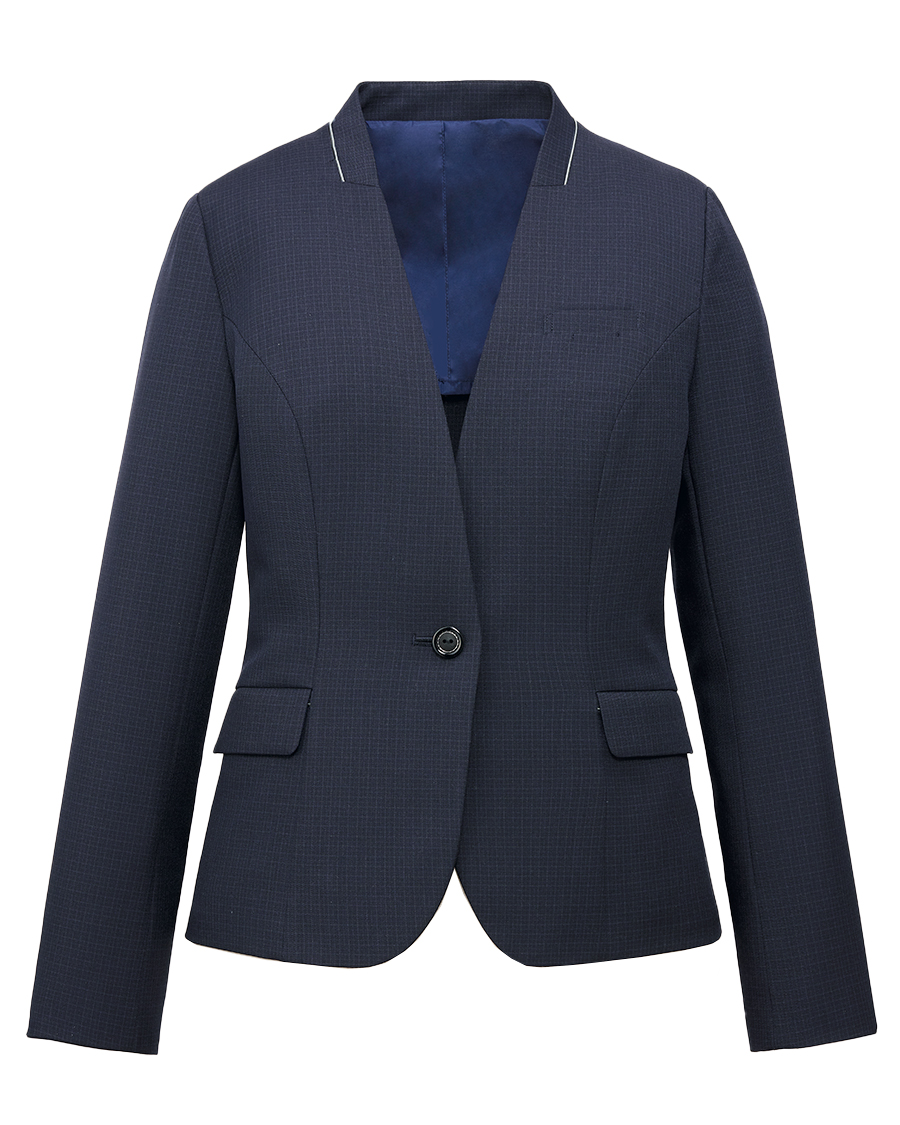 ユニバース・チェック】ペプラム ノーカラージャケット | ユニフォーム