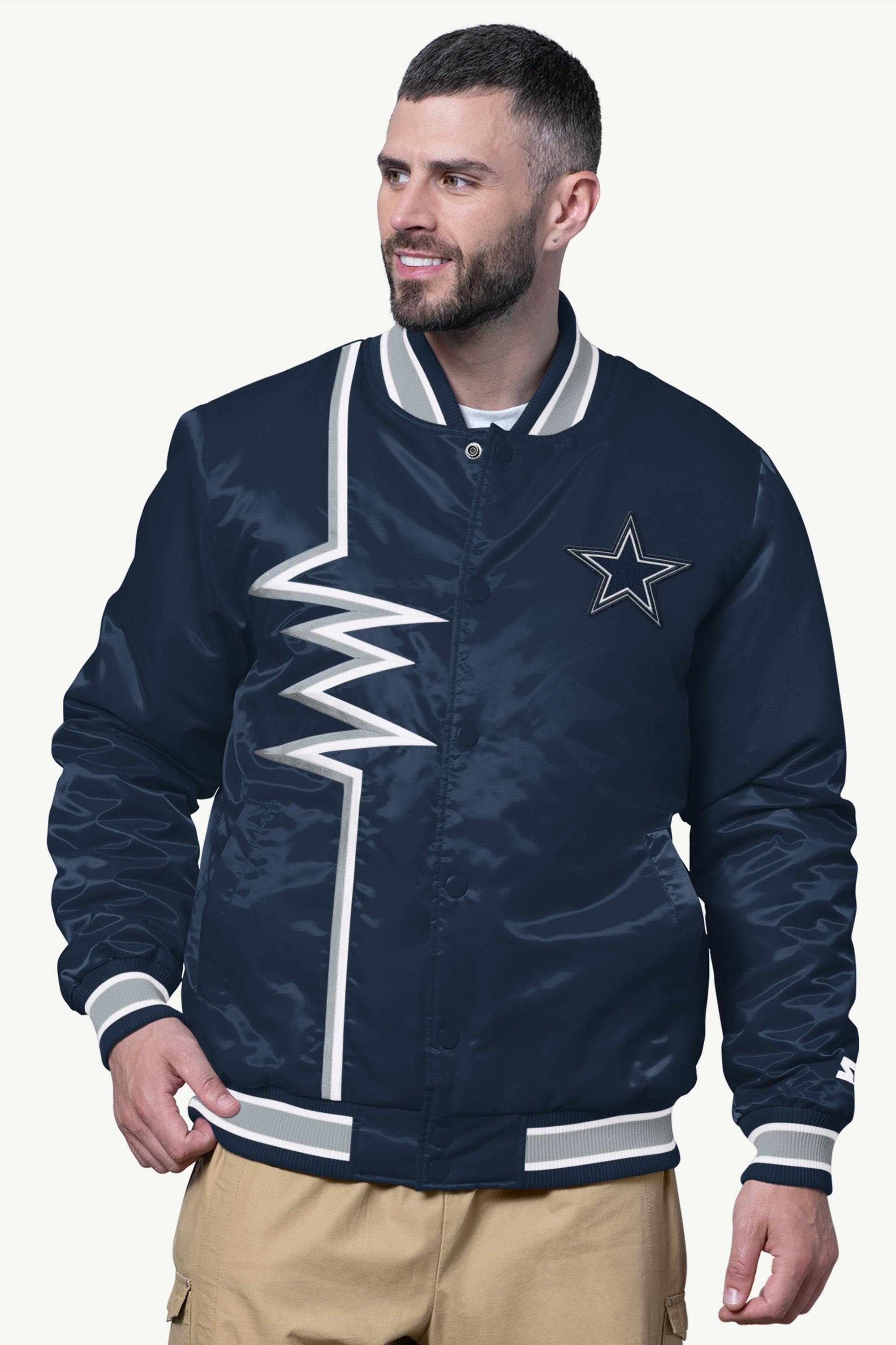 Mens Dallas Cowboys Shock Wave Satin Jacket | NFL | Starter