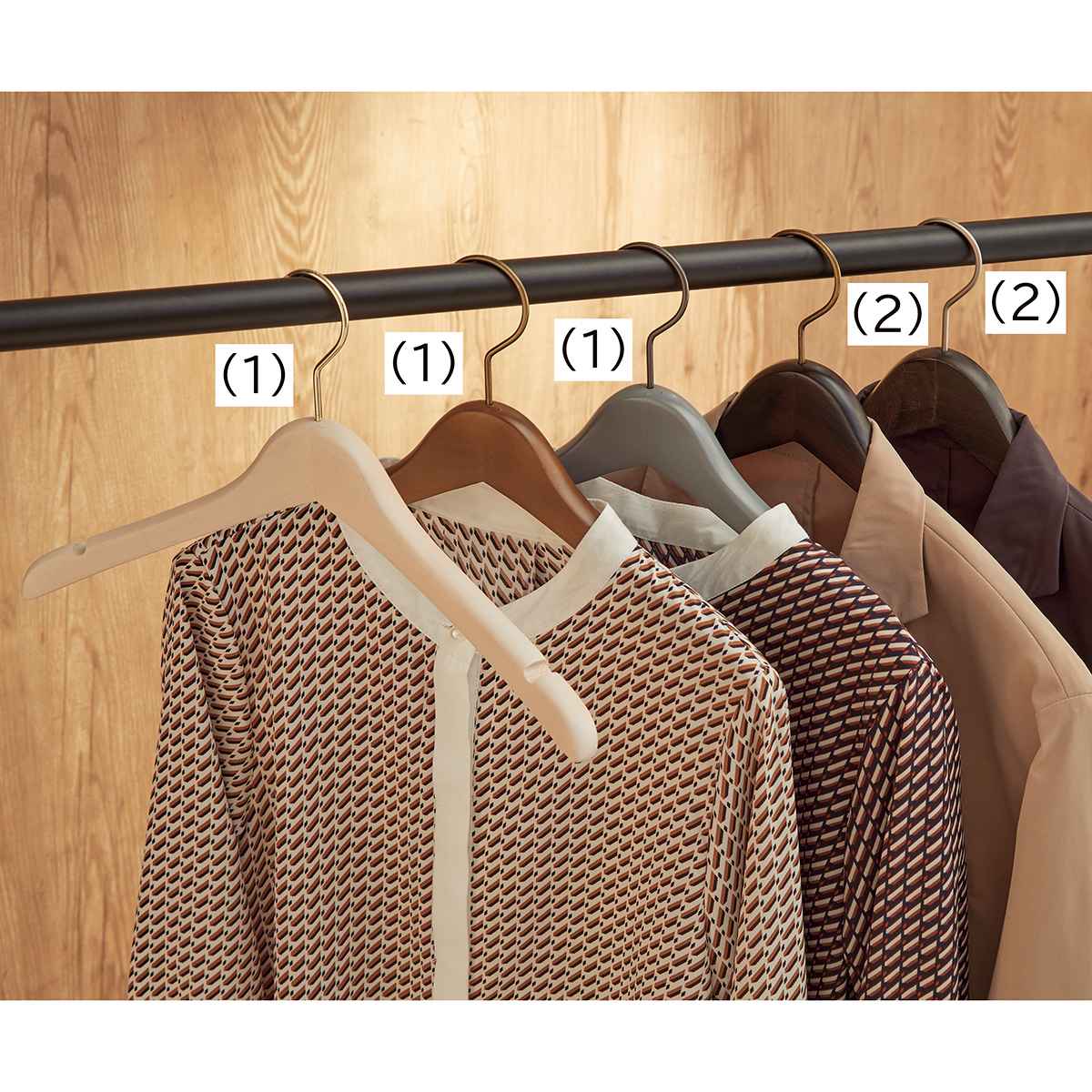 木製ハンガー 白染め 湾曲型幅38cm