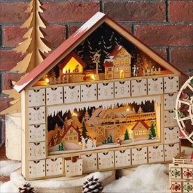 LED木製アドベントカレンダー ハウス
