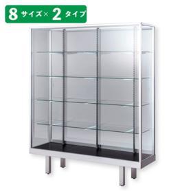 ハイタイプ ガラスショーケース ステージ付き ホワイト 幅90cm 高さ