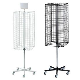 4面回転ネット什器スリム ロングタイプ 白〔ストエキオリジナル〕