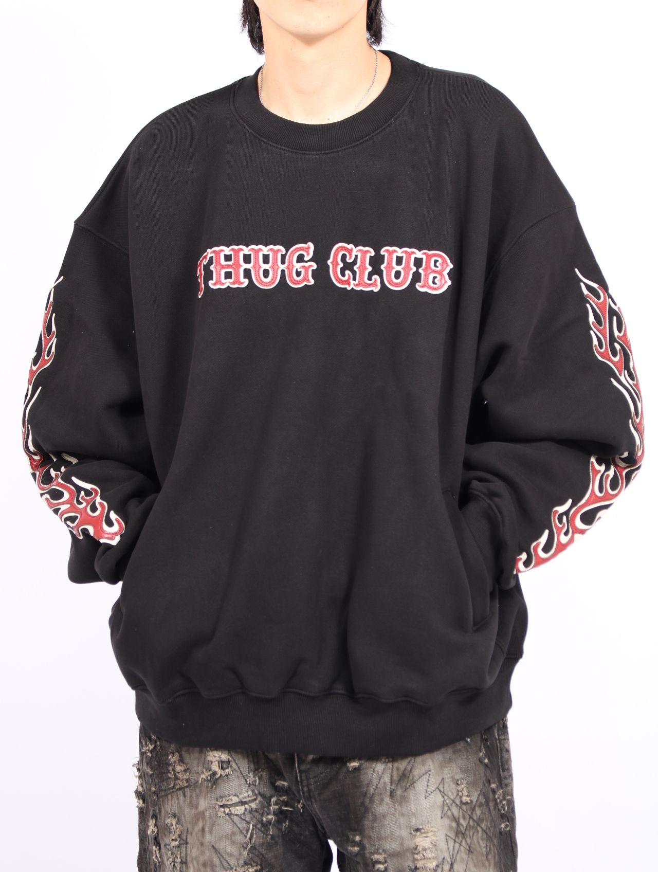 Thug Club - 【25AW】レザー フレーム スウェットシャツ / LEATHER