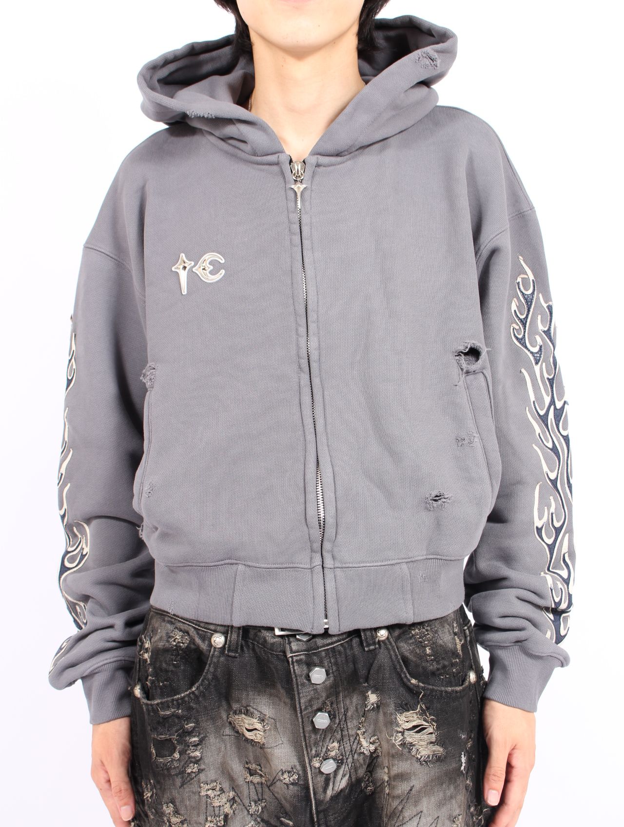 Thug Club - 【25AW】 レザー フレーム クロップド ジップアップ