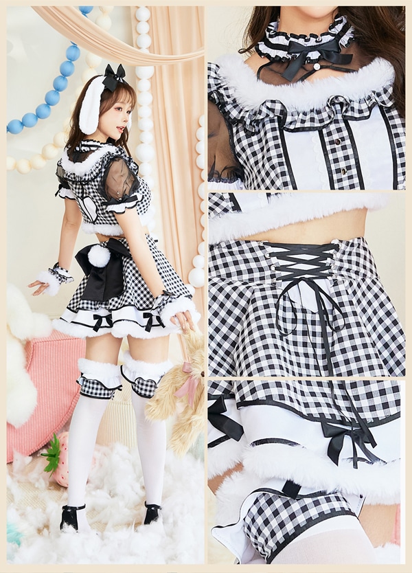 即日発送】たれ耳ギンガムチェックドーリーメイド【マリームーン