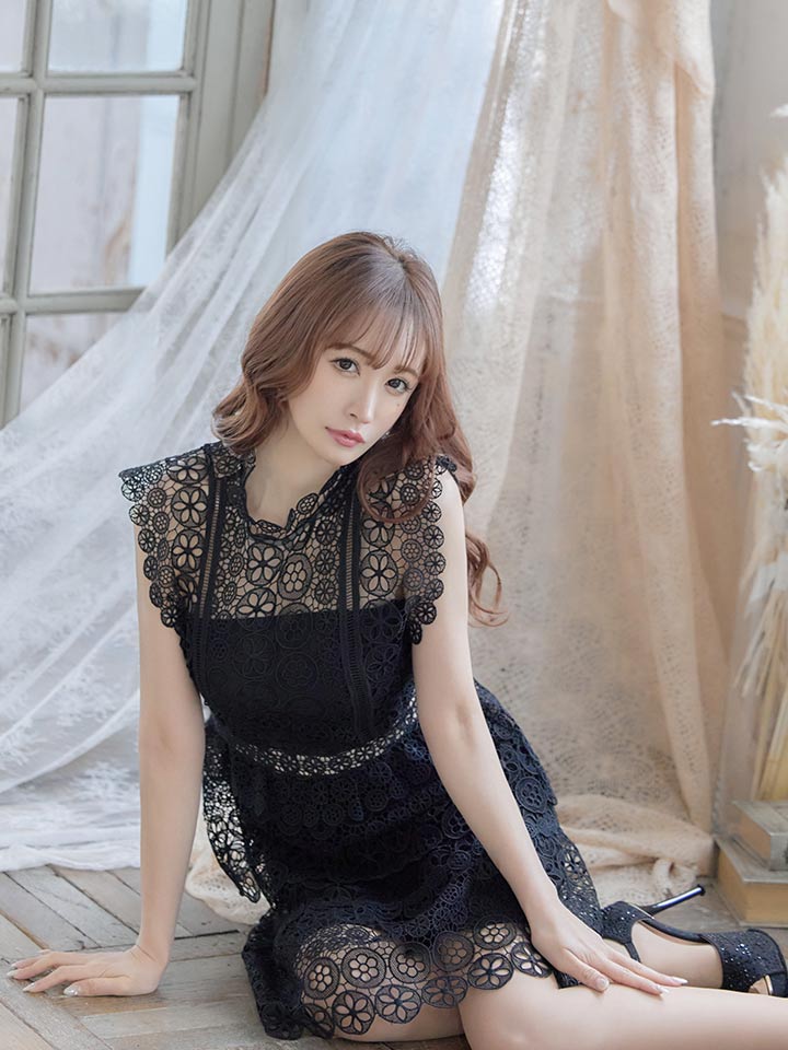 XS-Lサイズあり【SETTAN/セッタン】ケミカルレース/ ボートネック