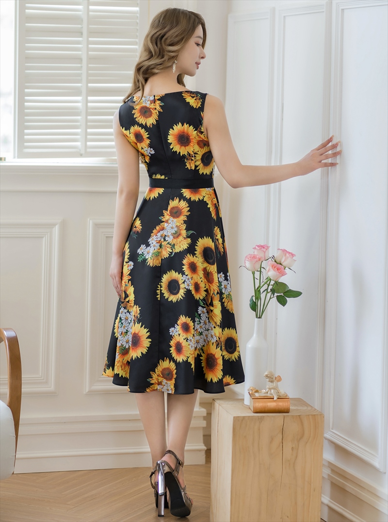 XS-Lサイズあり 【GINZA COUTURE/銀座クチュール】プリント/ ひまわり