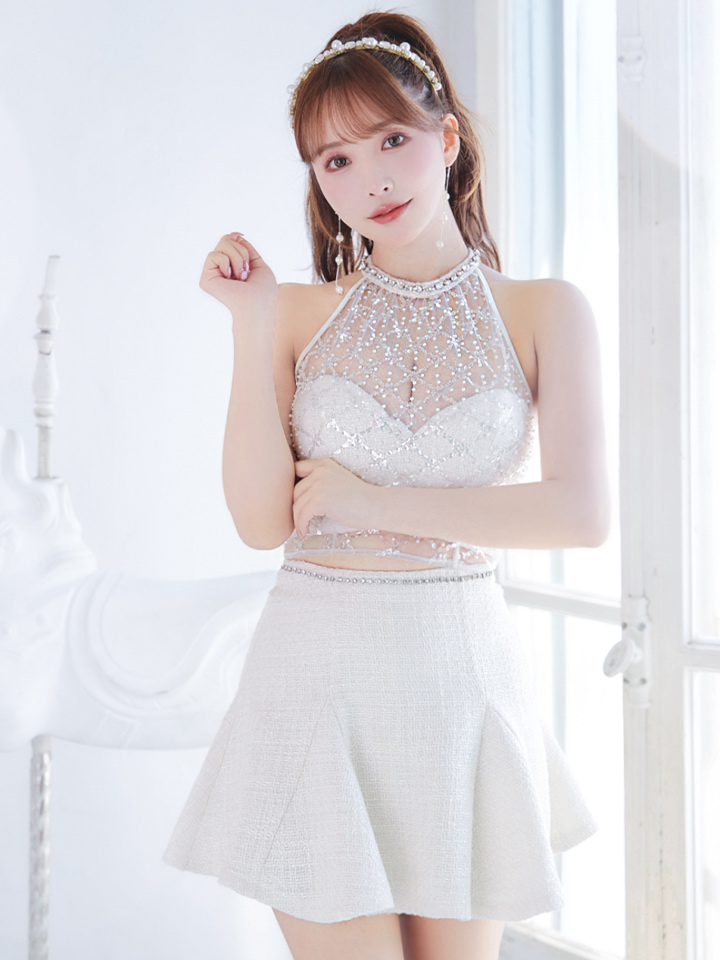 XSサイズあり【ROBE de FLEURS/ローブドフルール】パールスパンコール