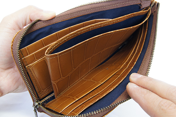 日本製 Kaze 牛革型押しLファスナー長財布| 株式会社サンレオ