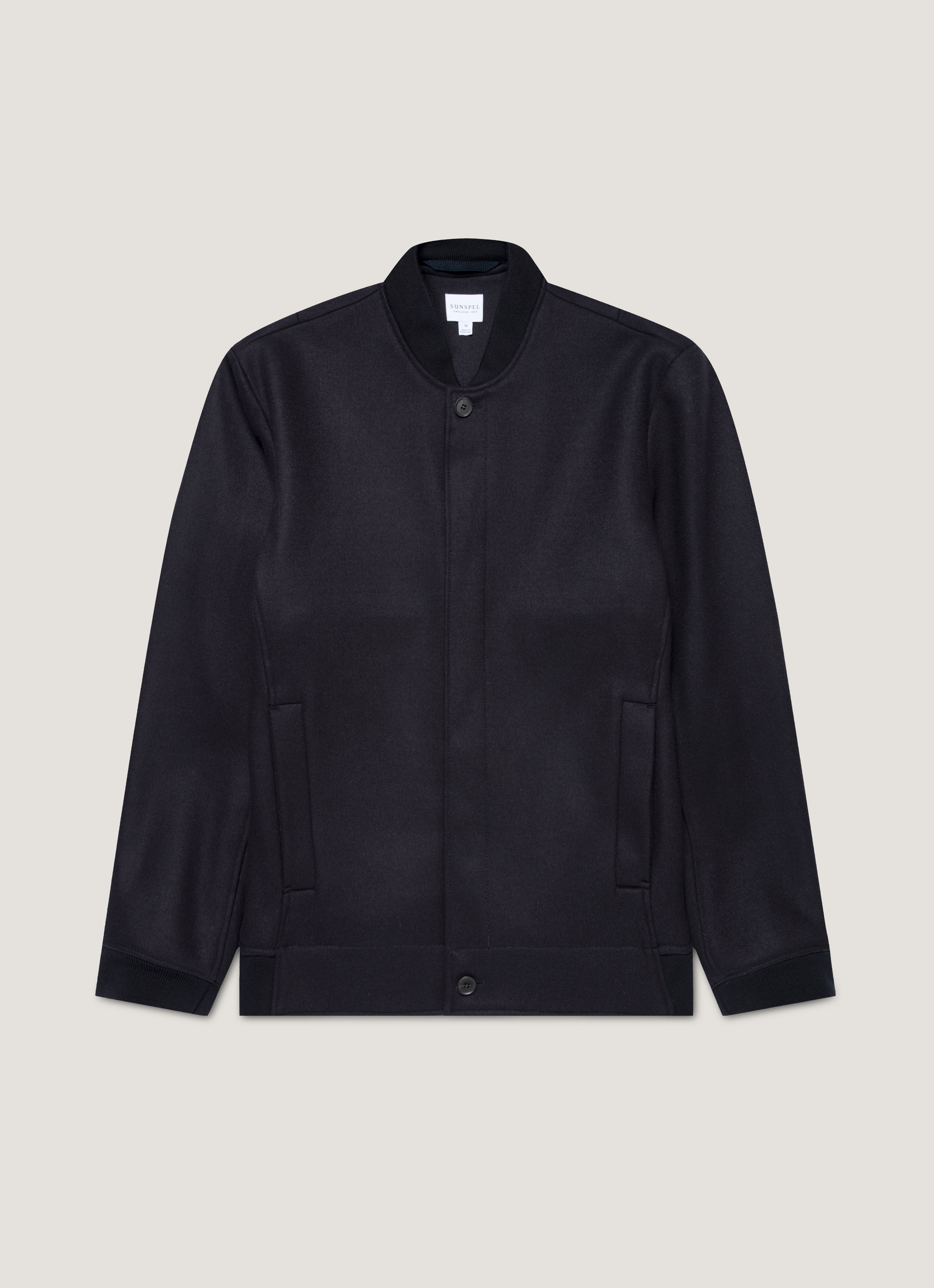 Men's Wool Bomber Jacket in Navy | Sunspel