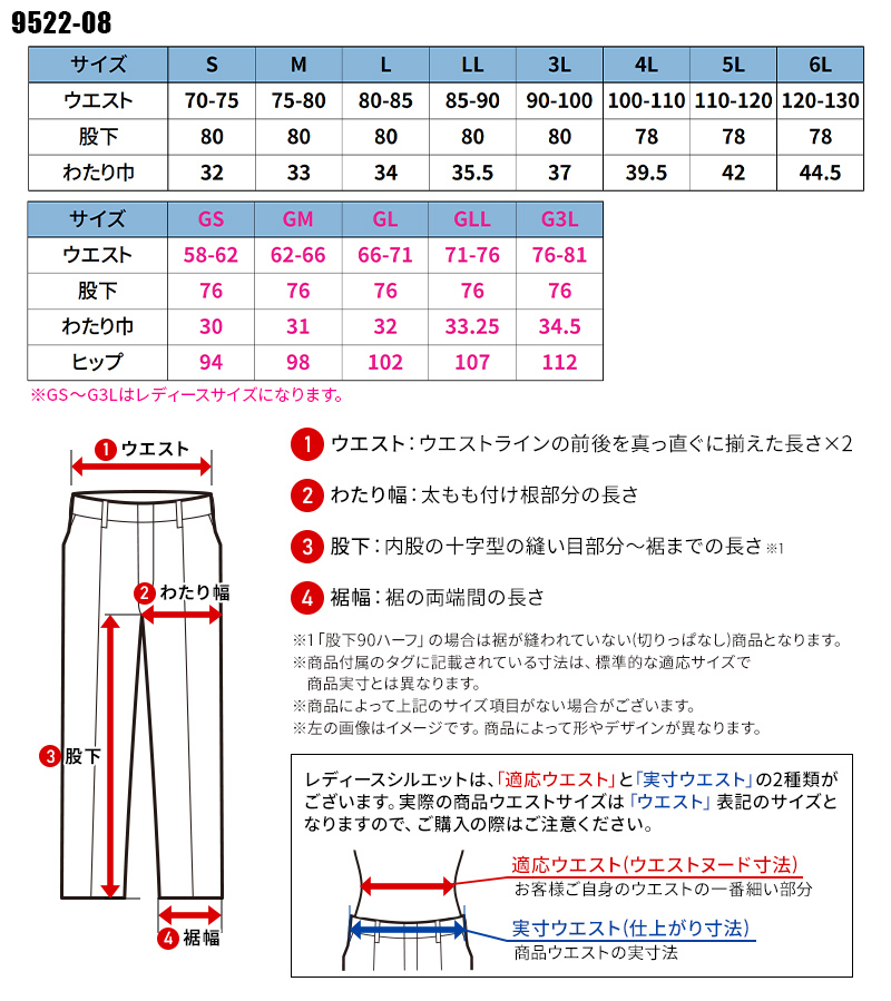作業ズボン カーゴパンツ(ワンタック・脇ゴム) 桑和SOWA 9522-08【サン