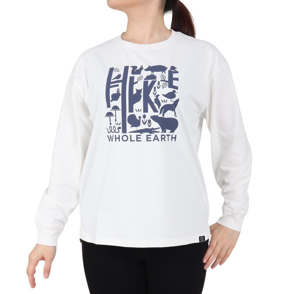 ホールアース（Whole Earth）（レディース）ロンT プリント長袖Tシャツ