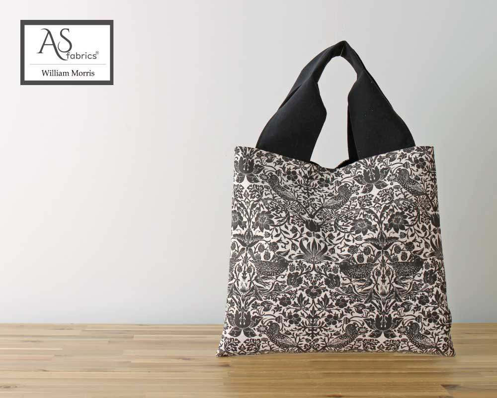 ☆【William Morris】STRAWBERRY THIEF /Grey Mono ボリューム持ち手の