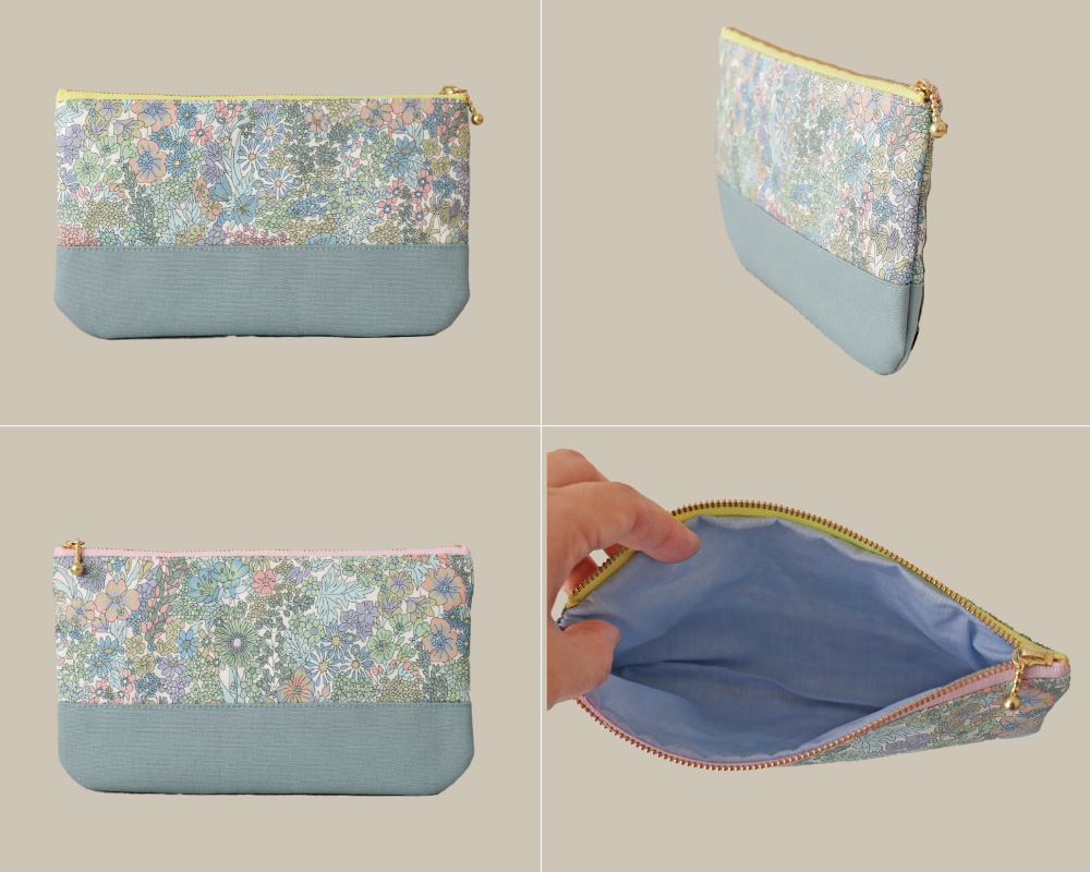 ☆Liberty バイカラーファスナーポーチキット サックスブルー [M便 1/4