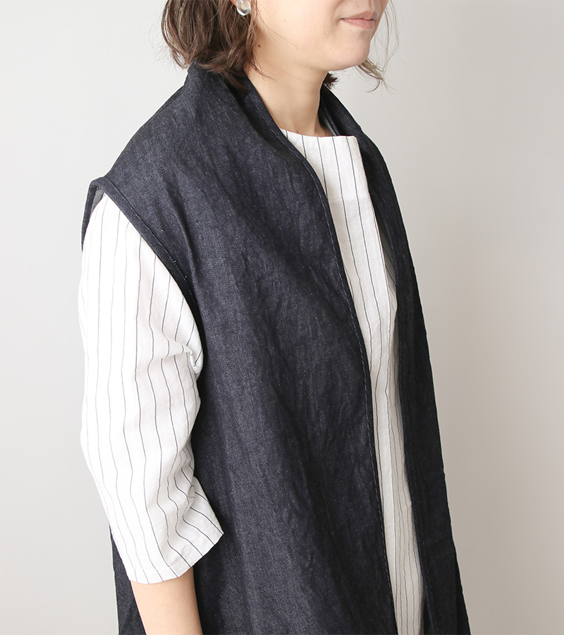 寸法図【NO.917】変わり衿のロングベスト [M便 0/1]の通販 | SWANY