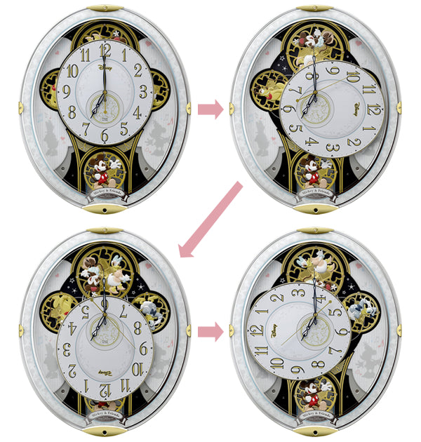 RHYTHM リズム ディズニーキャラクター 電波 からくり 掛け時計