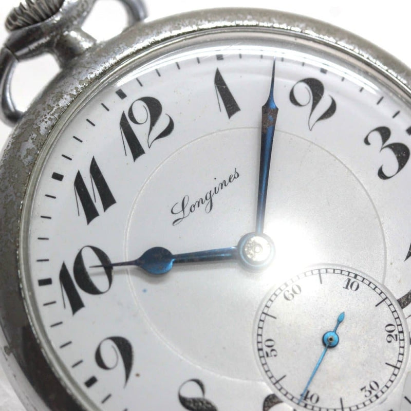 絶版モデルのロンジン オープンフェイス懐中時計/ブルースチール針
