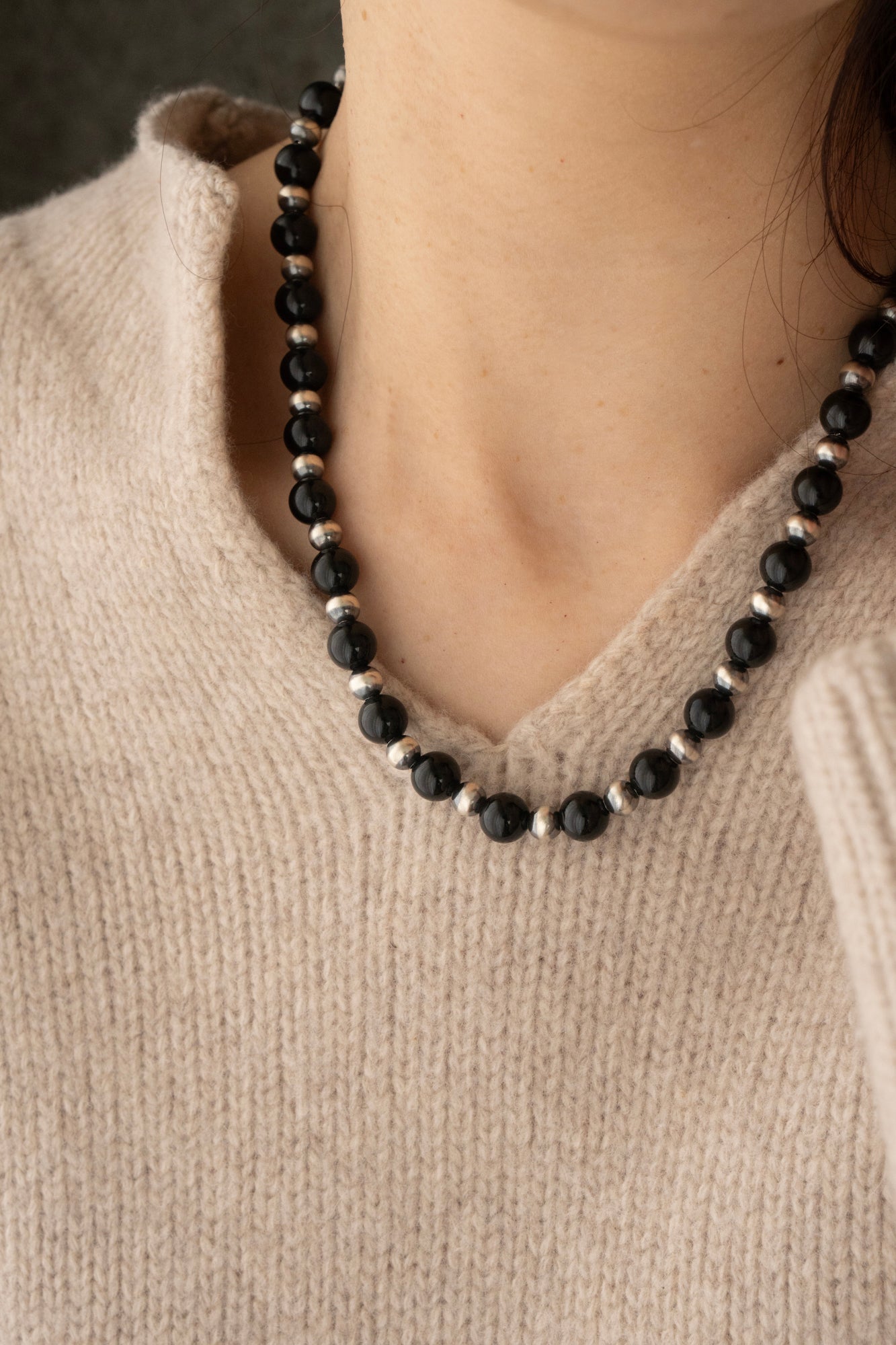 WAKAN SILVER SMITH ワカン Navajo Pearl Necklace Black Tourmaline