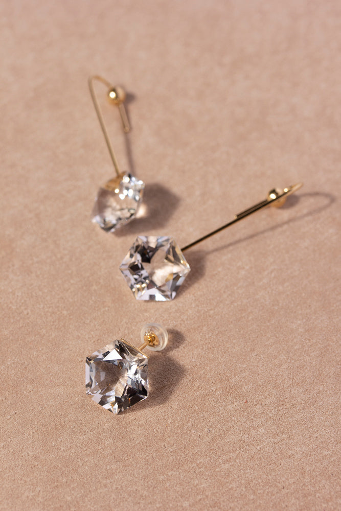 simmon Seta Hexagon quartz pierced earring シモン セータ クォーツ