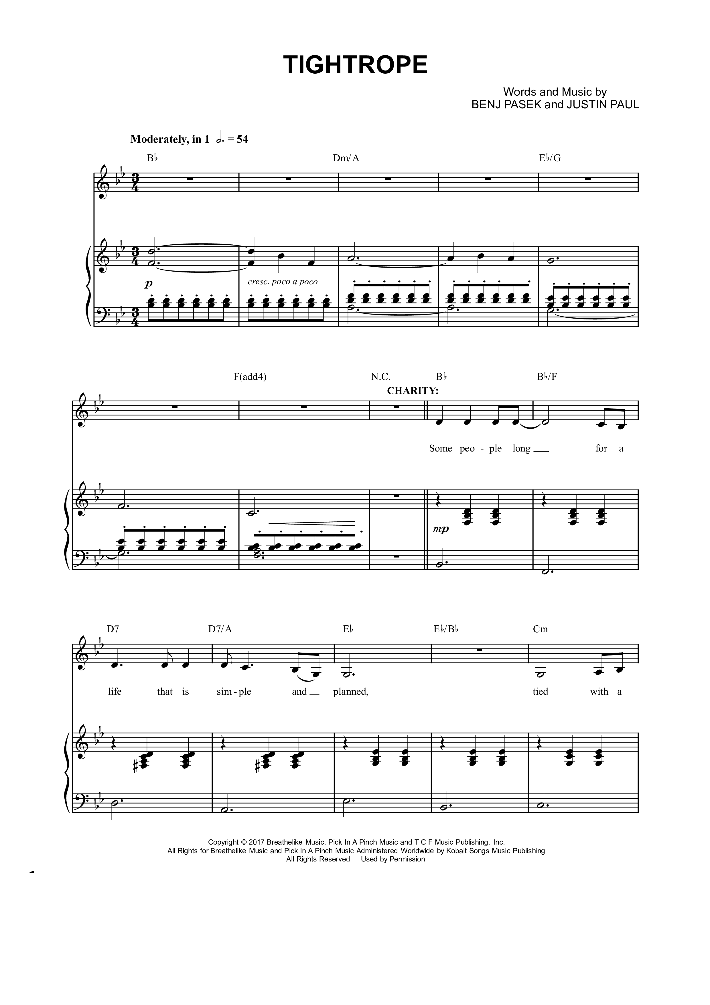 ☆ tightrope ( 楽譜) - PDF無料ピアノ譜 gakufu | POPPIANO.ORG ☆