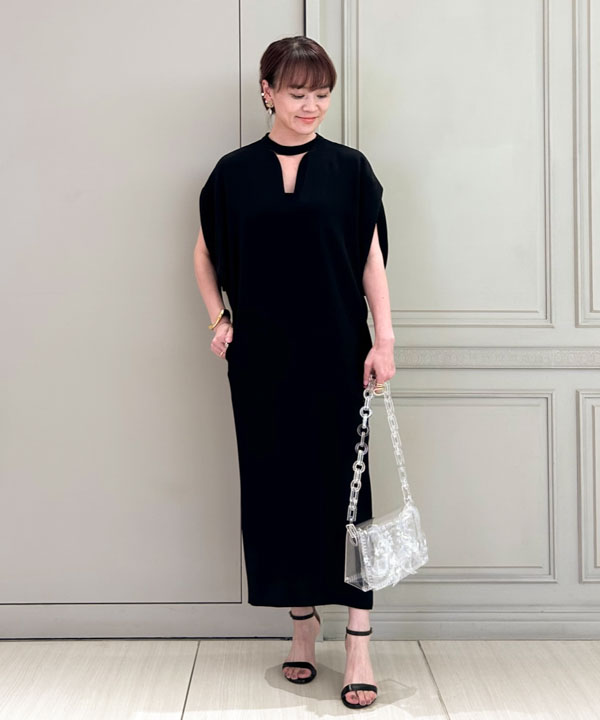 マメレースバックドレス24SS ワンピースブラック