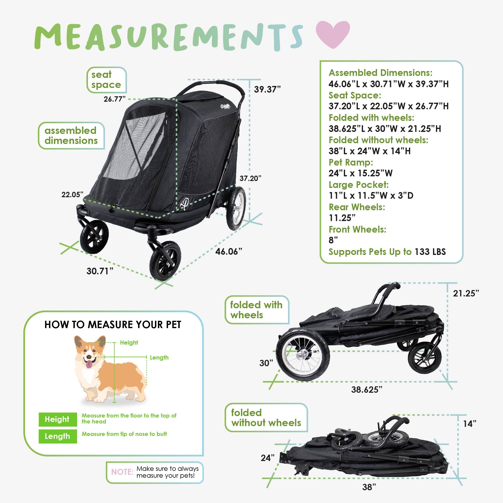 NEW & IMPROVED Apollo Elite Pet Stroller: Sturdy Ramp, Low to