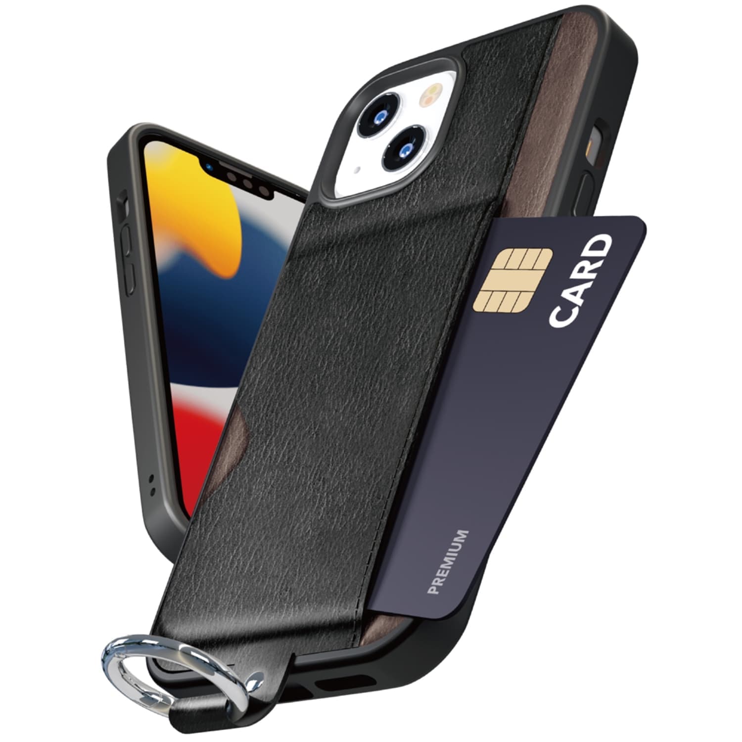 iPhone 13用 ポケット付 ハイブリッドタフケース ブラック｜株式会社PGA