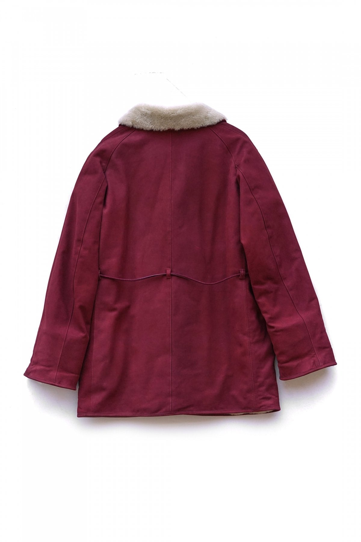 OLD JOE - EXCLUSIVE GATHERING WAIST MOUTON COLLAR JACKET - BURGUND