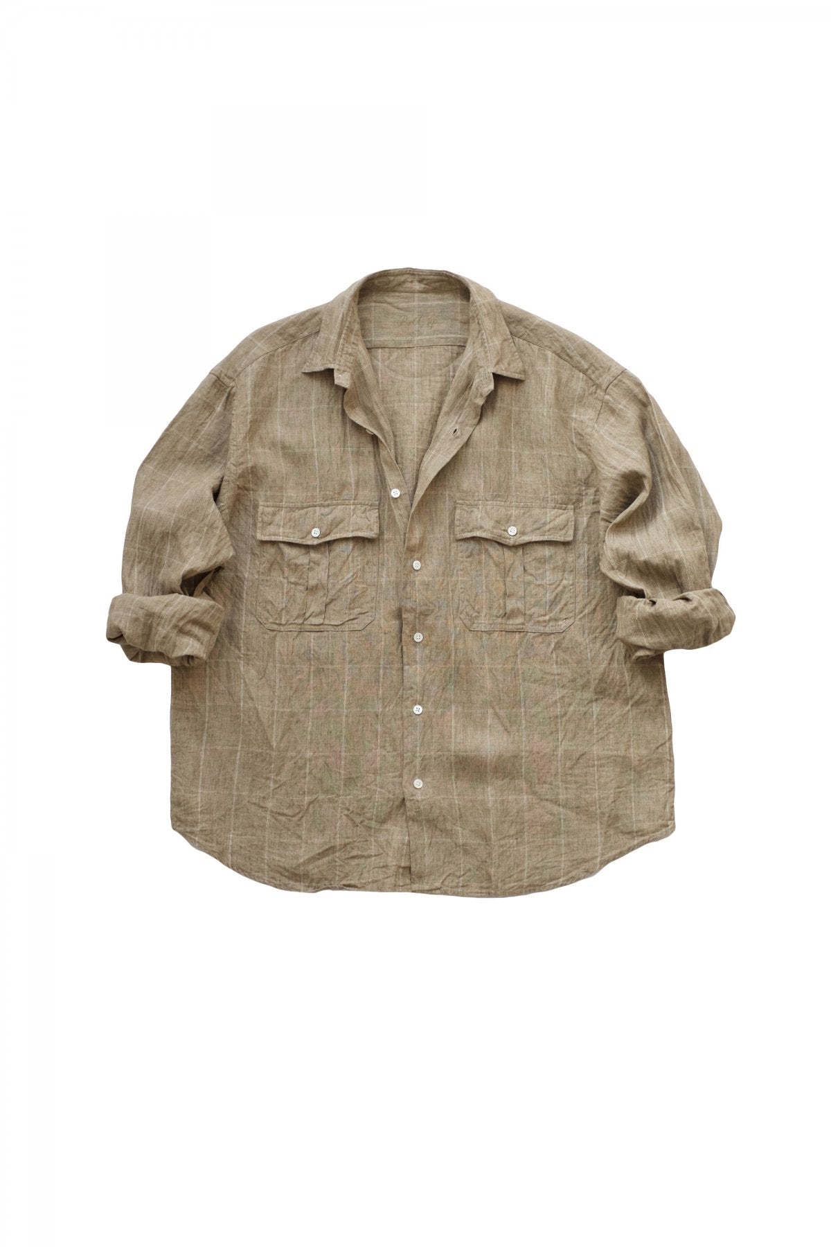 Porter Classic - ROLL UP LINEN CHECK SHIRT - GOLD – PHAETON