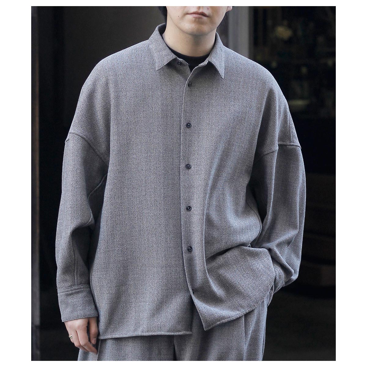 ノノット NONNOTTE ルーズ ウェービング ヘリンボーン ドレーピング