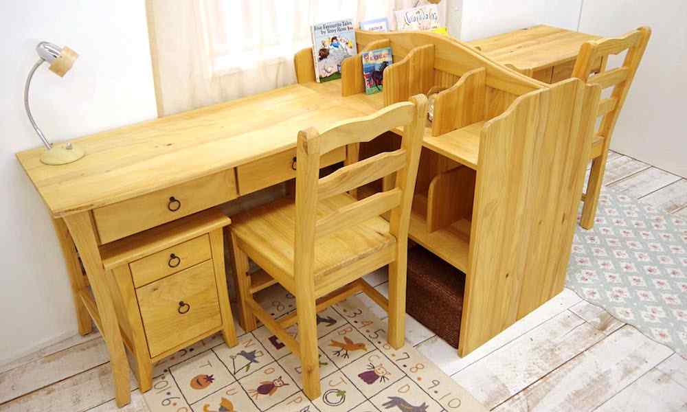 カントリーツインデスク｜2人用フレンチカントリー学習机｜パイン