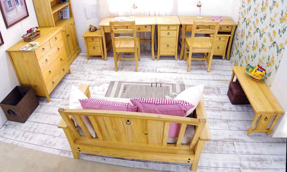 カントリーツインデスク｜2人用フレンチカントリー学習机｜パイン