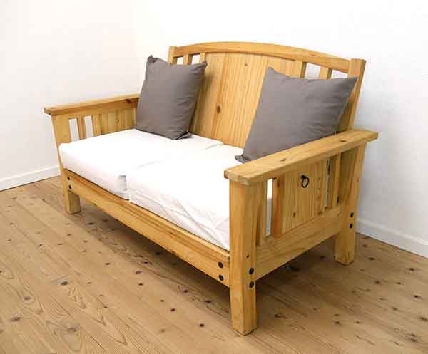 カントリーソファ｜2人掛けパインソファー｜幅140cm｜パインファクトリー