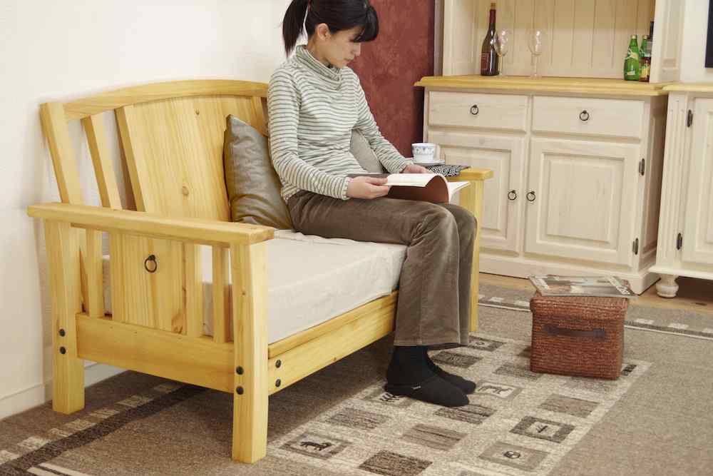 カントリーソファ｜2人掛けパインソファー｜幅140cm｜パインファクトリー