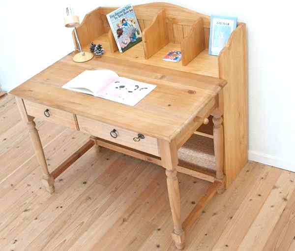 カントリーデスク｜上置き本棚付カントリー学習机｜リング取手