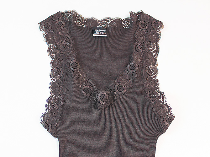 Oscalito】【オスカリート】3410 シルクxウール レース付きタンク