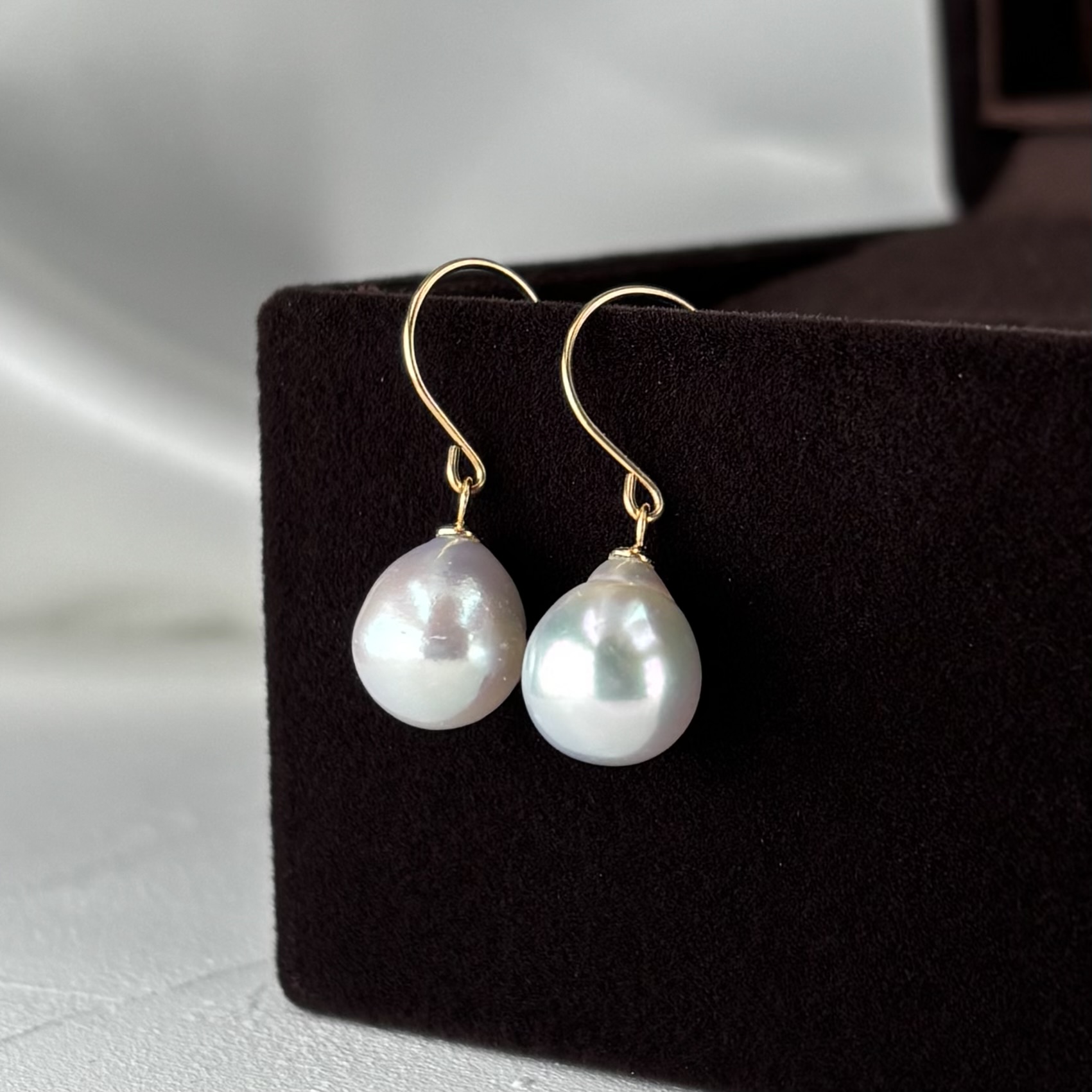 アコヤ真珠 フックパールピアス ドロップ 雫型7.5-8mm