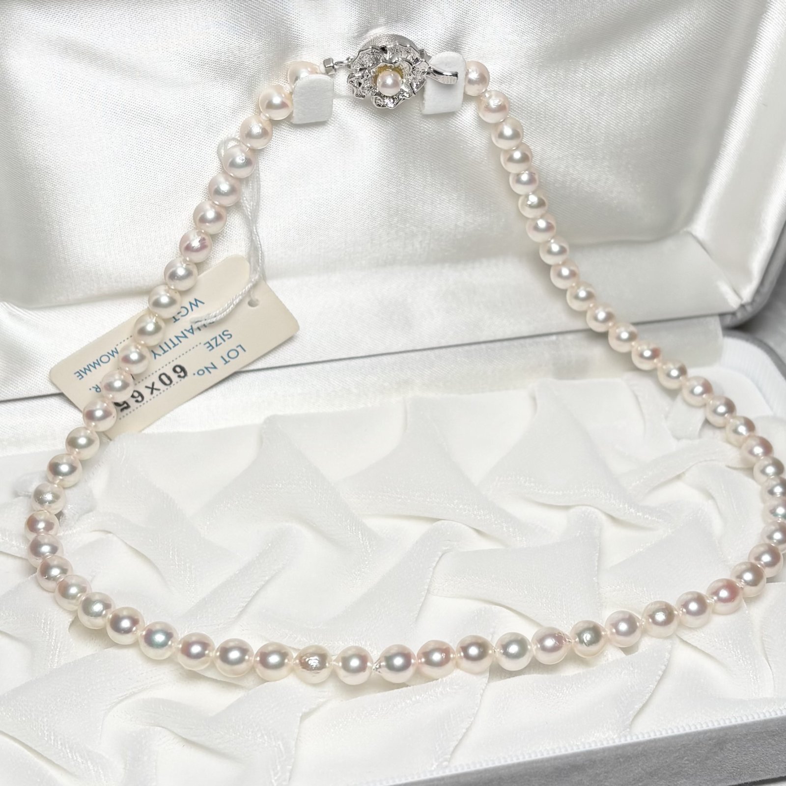 アコヤ真珠 パールネックレス ホワイト 6-6.5mm ラウンド 約42cm GIA